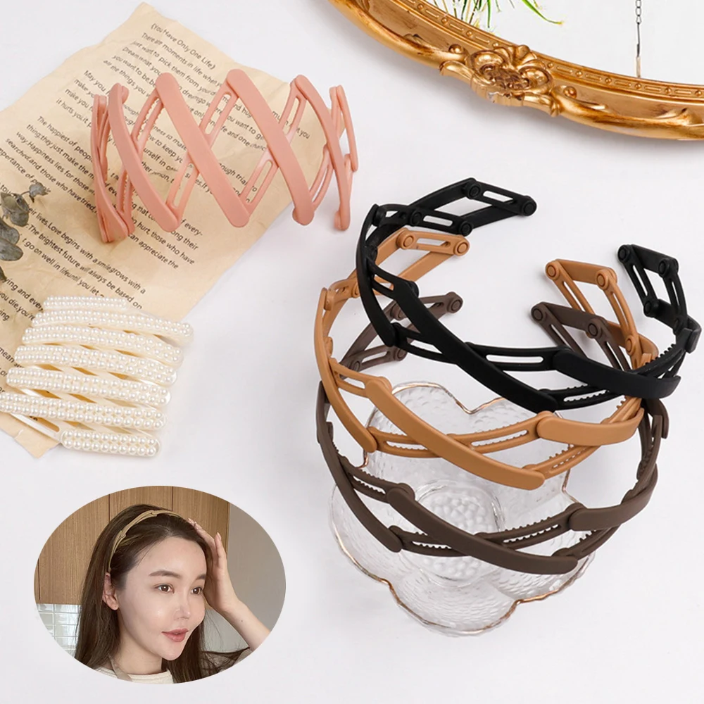 

Korean Retractable Foldable Hairbands Easy To Carry Headband Unisex Forehead Hair Finish Bands Toothed Non Slip Headband