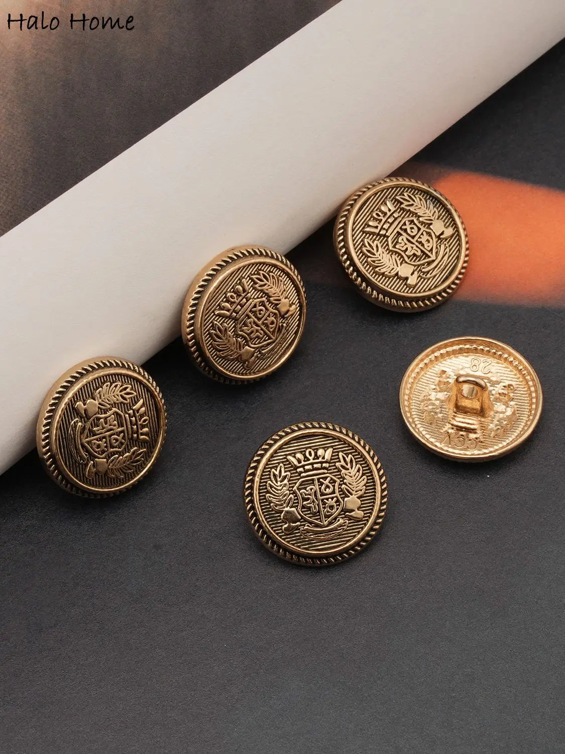 5pcs Round Carved Badge Enamel Metal Buttons Sewing Scrapbook Jacket Blazer Sweaters Gifts Crafts Handwork Clothing 15-25mm