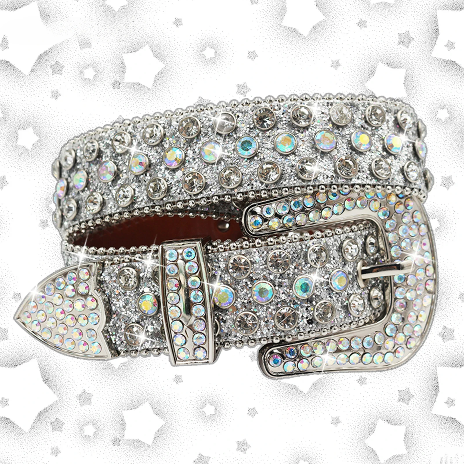 Rhinestone Rivet Belt Glitter PU Belt Hip Hop Jeans Pants Belt Punk Cowboy Cowgirl Belts For Women Men Fairly Fine