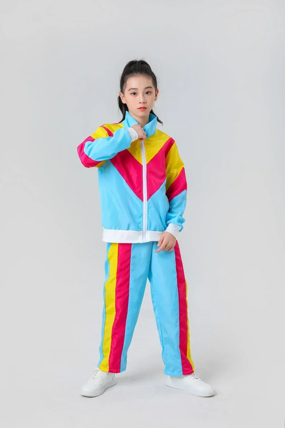 Одежда унисекс для дискотеки для мальчиков и девочек, танцевальный спортивный костюм в стиле хип-хоп с готической курткой и шортами