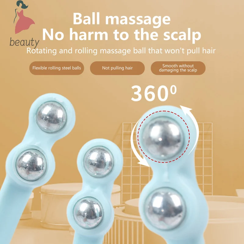 Upgraded Head Scalp Massager Steel Ball Rolling Massage Manual Meridian Massage Tool Relax Spa Healing Remove Tiredness