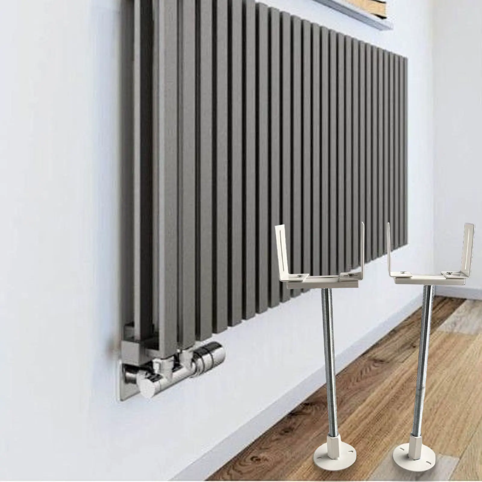 Radiator Floor Bracket Steel Aluminum Floor Bracket Adjustable Vertical Fixed Bracket 36-41cm High Household Radiator Feet