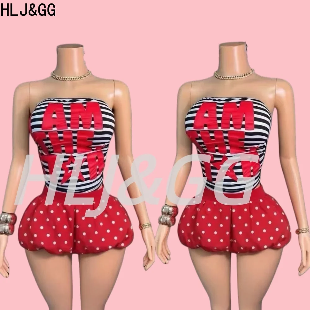 

HLJ&GG Sweet Fashion Y2K Letter Stripe Print Two Piece Sets Women Off Shoulder Slim Crop Top And Mini Skirts Outfits Streetwear