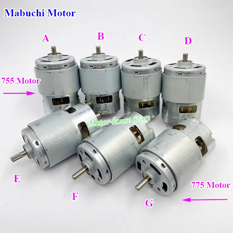 Mabuchi 755WC-8017/ 755WC-8514/ 755VC-5528/ 755VC-9012/ 775WC-4538/ 775WC-8514/ 775WC-7021 Power Motor Hig Speed For Drill Tools