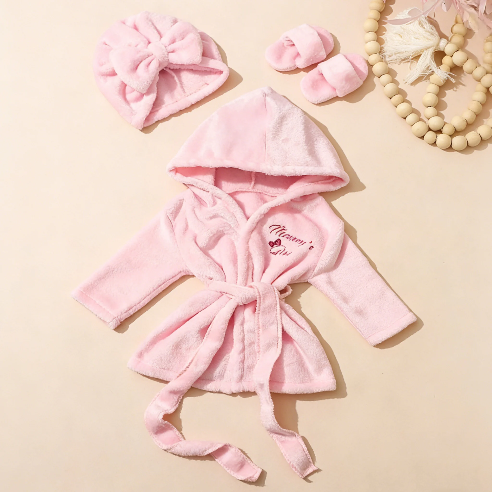 Newborn Photography Props Bathrobes Bath With Belt Shower Cap Outfit Photo Props for Infant Boys Girls Shoot  Accessories-HD image 3
