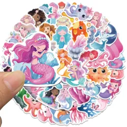 50pcs Cute Cartoon Mermaid Stickers Waterproof Vinyl Decals DIY Laptops Water Bottles Phones Decorative Stickers Kid Toys Gifts