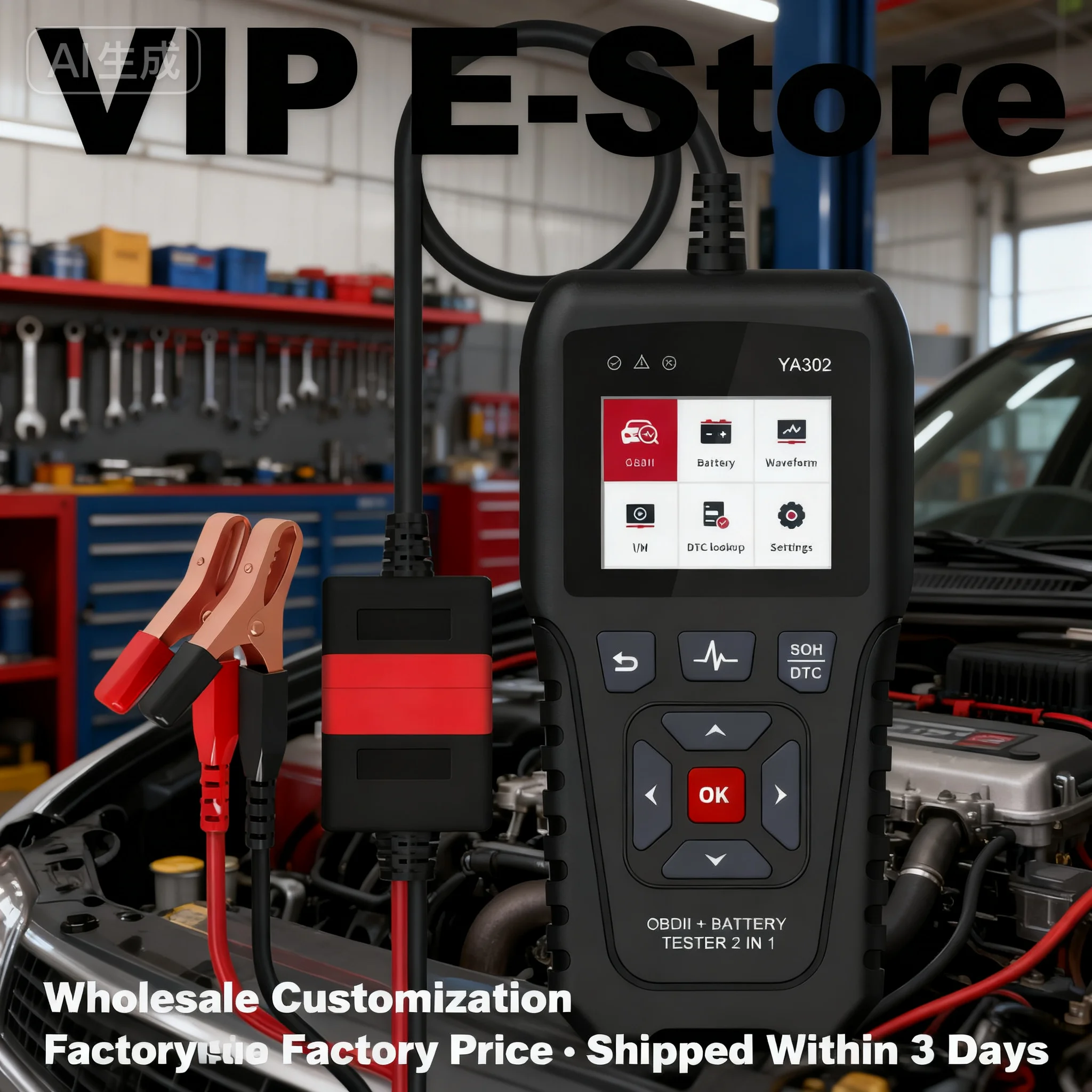 ﻿   2 في 1 جهاز اختبار بطارية السيارة رمز القارئ obd2 100-200 CCA الماسح الضوئي YA302 6 فولت 12 فولت 24 فولت شحن جهاز اختبار بطارية أدوات التشخيص obdi