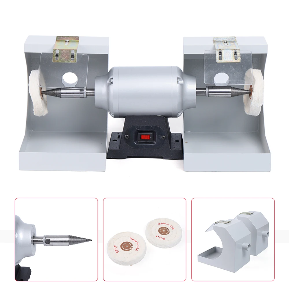 Polisher 110V Double Top Electric Polishing Machine Laboratory Lathe Buffing Grinder for Jewelry