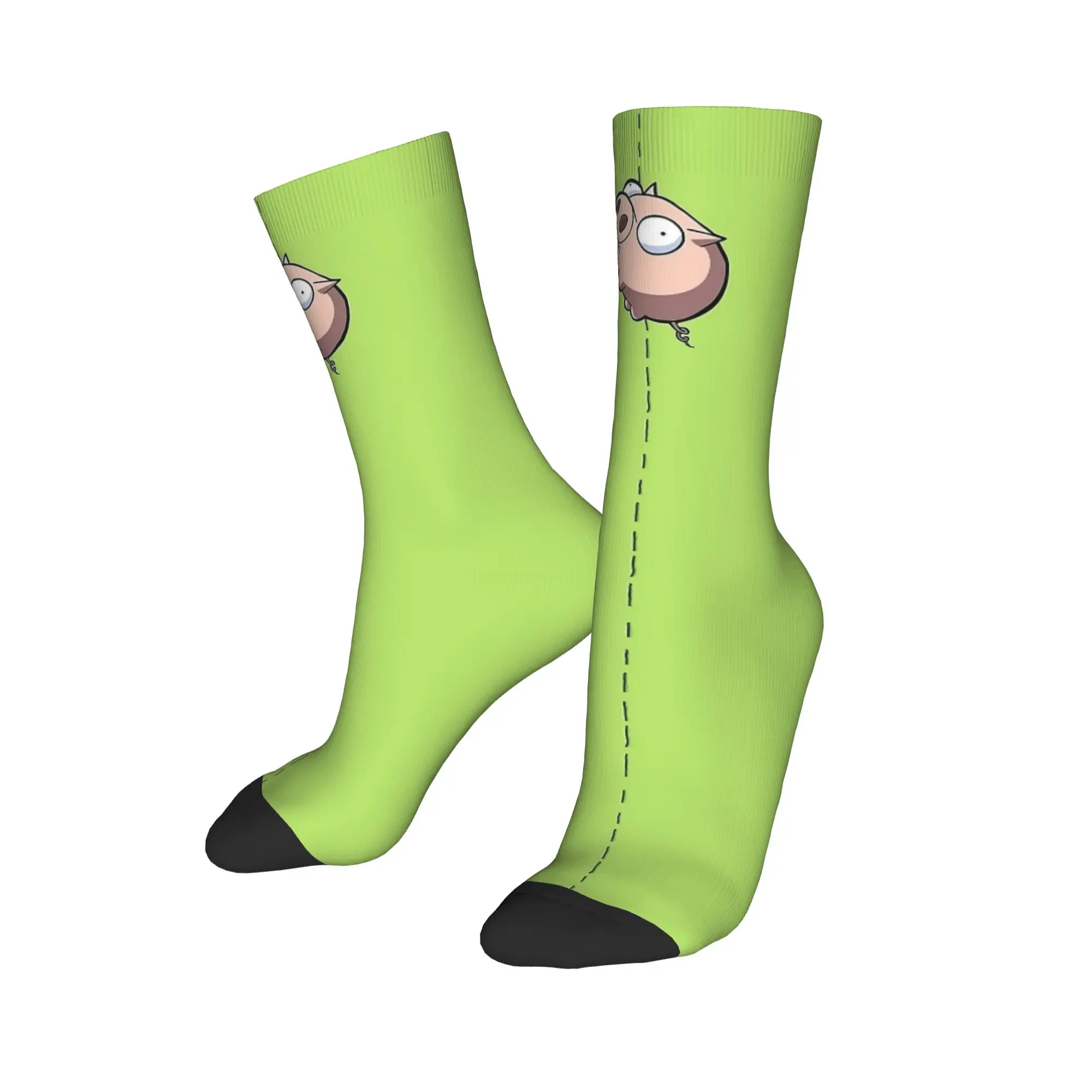 Winter Warm Hip-hop Men's Women's Invader Zim Gir Dib Green Cute Dib Robot Socks  Breathable Middle Tube Socks