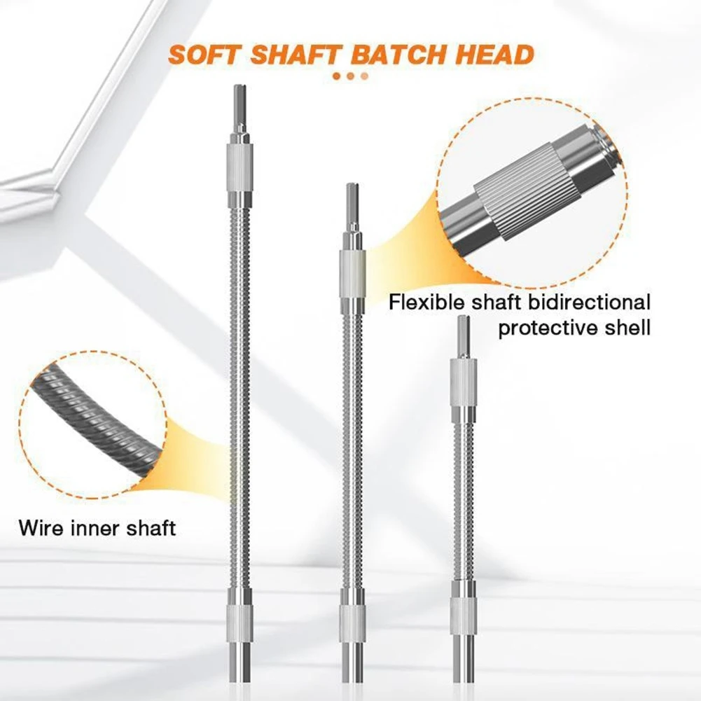 AS63-1/4 Inch 150/200/300/400Mm Universal Soft Shaft Batch Head For Electric Drill Bit Holder Flexible Hex Shank Extension