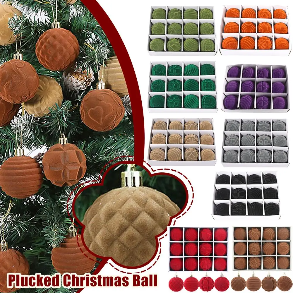 Velvet Christmas Ornaments 12ct Green And Brown Small Velvet Ball Ornaments 2.3 Inch For Christmas Tree Hanging Decorations N0u2