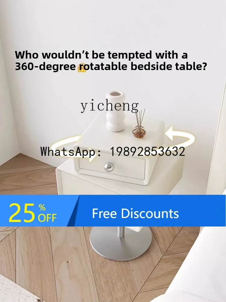 light luxury bedside table cream wind bedroom bedside table ultra-narrow rotatable creative suspended storage