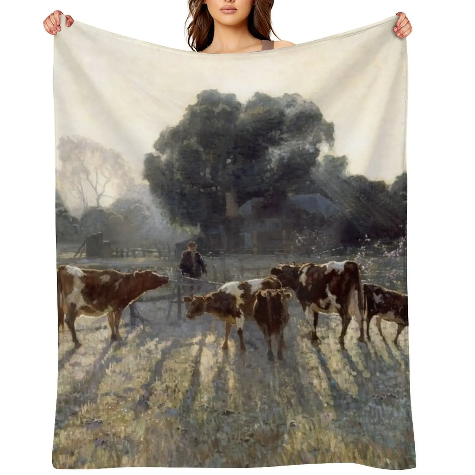 

Painting Spring Frost by Elioth Gruner Throw Blanket funny gift Winter beds Luxury Brand Soft Plush Plaid Blankets
