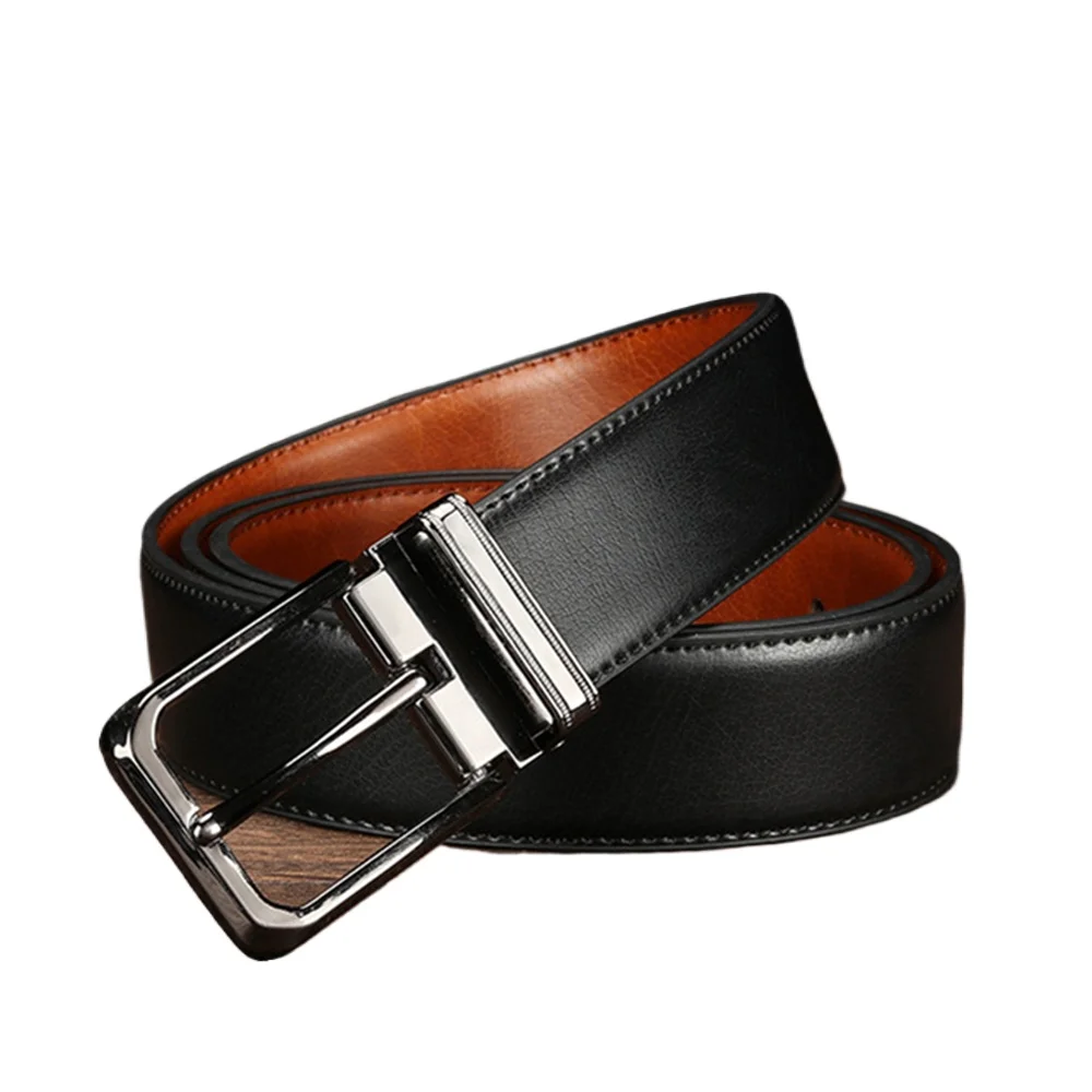 

Black Brown New Genuine Leather Men Belt Double Sided Men Casual High Quality Belt Pin Buckle Cowskin Belts Formal Fashion