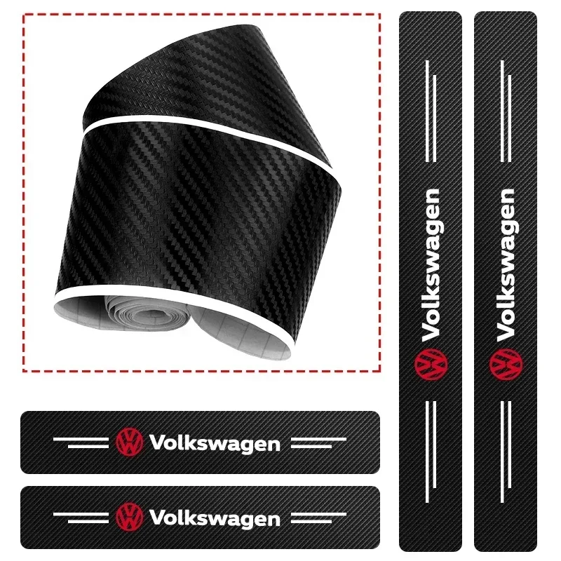 Carbon Fiber Car Door Sill Threshold Anti Protective Sticker Decals For Volkswagen Abarth JEEP Fiat Volvo Jaguar Honda MG Nismo view 5