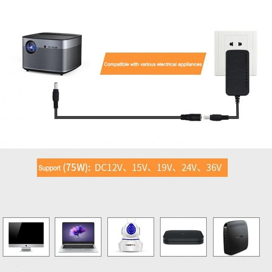 تيار مستمر موصل الطاقة 18AWG الأسود مهايئ الرافعة تمديد الحبل 5.5x2.1 مللي متر أنثى إلى ذكر 1 متر 3 متر 5 متر 10 متر #6