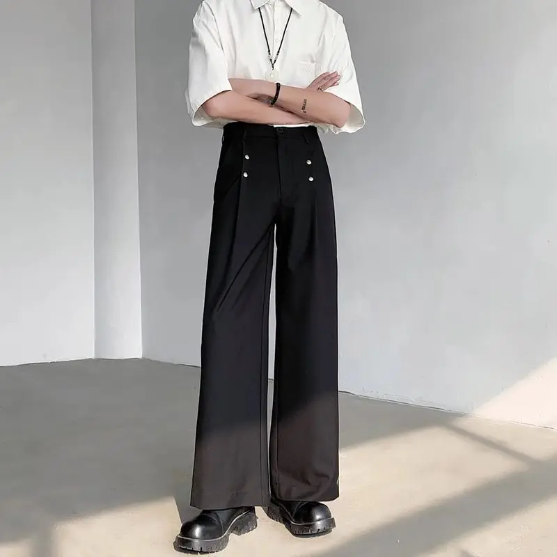 

Male Suit Trousers Straight Ice Silk Draped Cheap Clothing High Quality Up Elegant Anti-wrinkle Work Wear Fine Men's Suits Pants