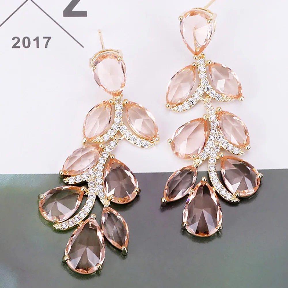 

Missvikki New Luxury Charm Shiny Zircon Drop Earrings for Women Bridal Pendant Dangling Earrings Party Wedding Jewelry Gifts