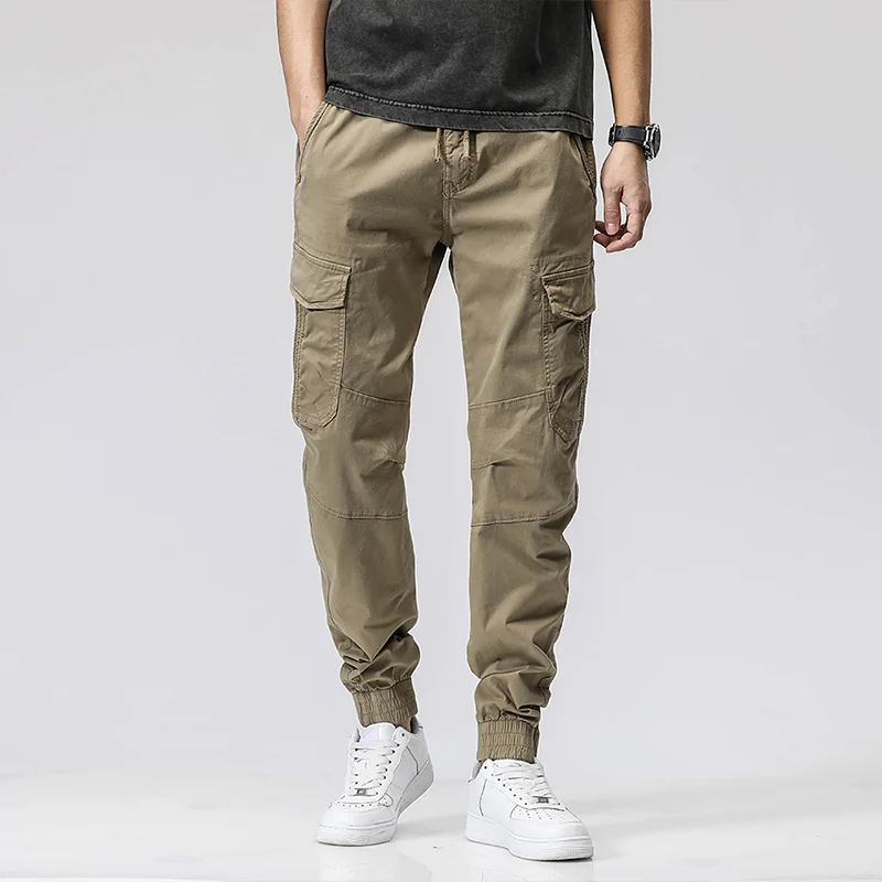 

Men 2022 Summer Casual Cotton Solid Color Pants Men Outdoor Hiking Traveling Trousers Men Multi Pockets Military Cargo Pants Men