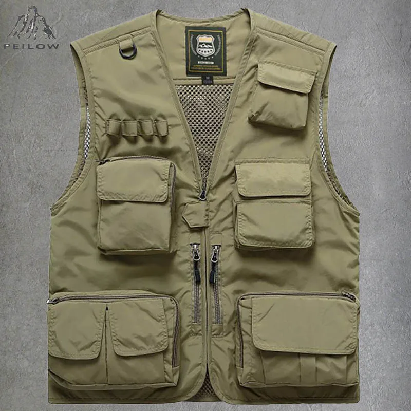 

Men Tactical Vest Camping Coat Casual Mens Photographer Waistcoat Mesh Work Sleeveless Fishing Hiking Jacket Tools Pocket Vests