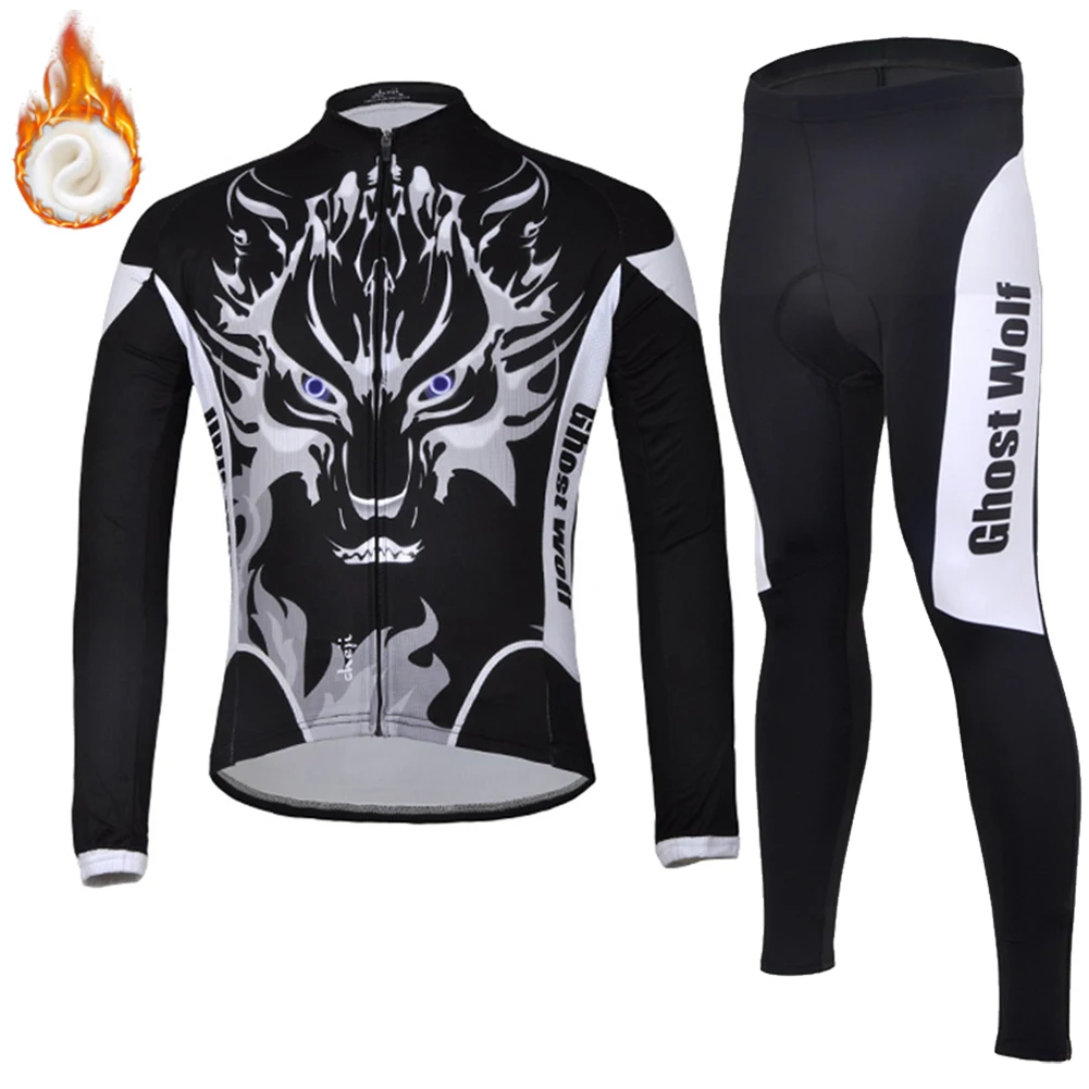 Ropa térmica ciclismo MTB manga larga lana de invierno para hombre