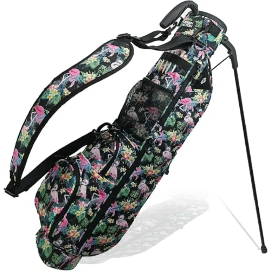 

Сумка для гольфа Sunday Golf Bag с ремнем и подставкой, легкая сумка-штатив для гольфа с двусторонним разделителем/отделением для охлаждающего контейнера, сумка для гольф-клюшек, вмещает 5-6 клюшек