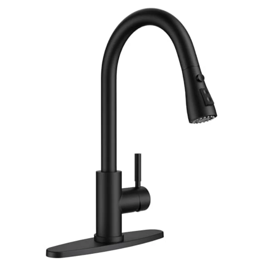 

Black Kitchen Faucet with Pull Down Sprayer, High Arc Single Handle Single Level Pull Out Sink Faucet for Farmouse Camper RV Ba