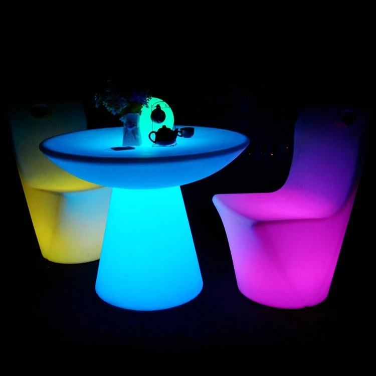 Fashion luminous dining table LED round Outdoor party luminous Waterproof coffee Colorful