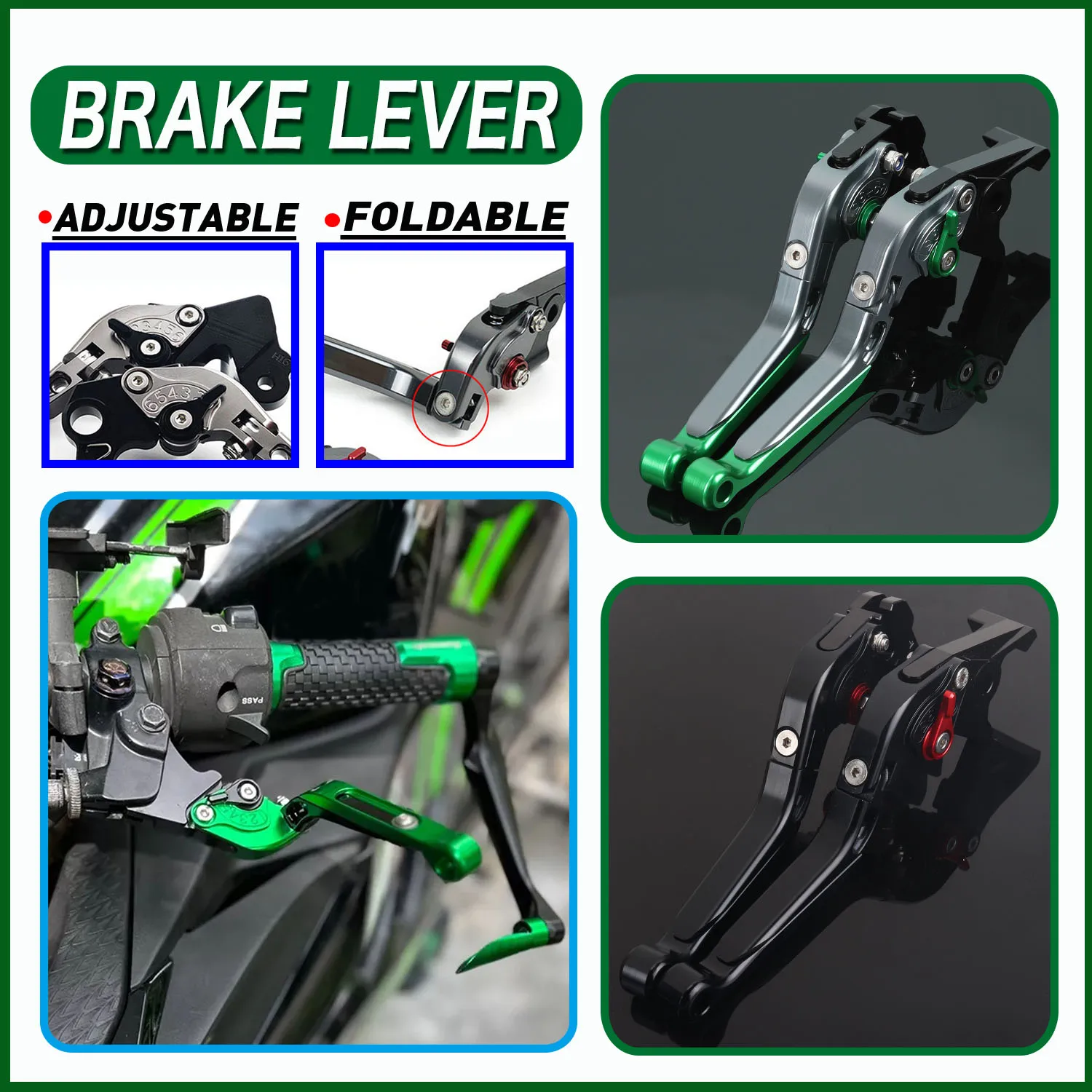 For Kawasaki Ninja 125/250/300/400/250SL 2012-2024 Motor Brake Lever Clutch Lever Set Adjustable Folding Handle Guard Levers