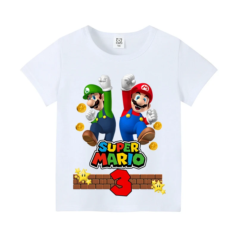 Super Marios Bros T-shirt Baumwolle Kleidung Kurzarm Sommer T-shirt Tops Jungen Hemd T-figuren Spiel Kinder Casual Kleidung