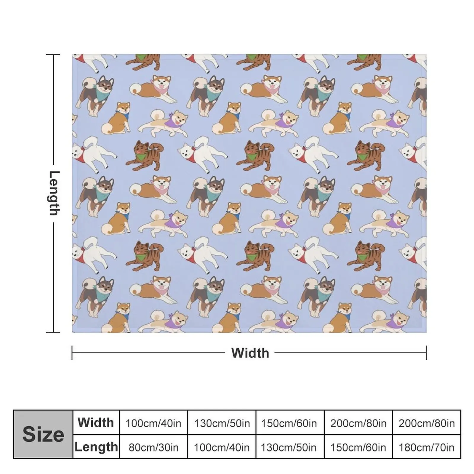 Nihon Ken Pattern - BLUE Throw Blanket Hairys for winter Blankets For Baby Blankets