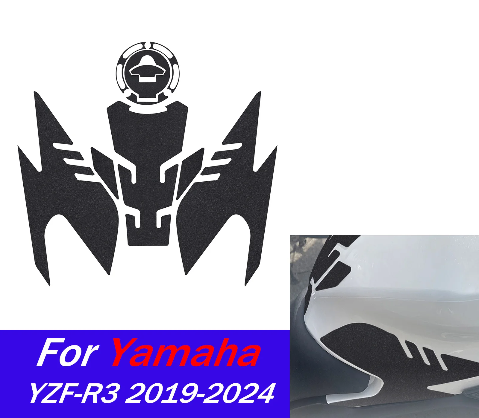 

Motorcycle Tank Pad Stickers Gas Protector For Yamaha YZF-R3 R3 2019-2024 YZFR3 Kit Knee Gas Protection Stickers Accessories