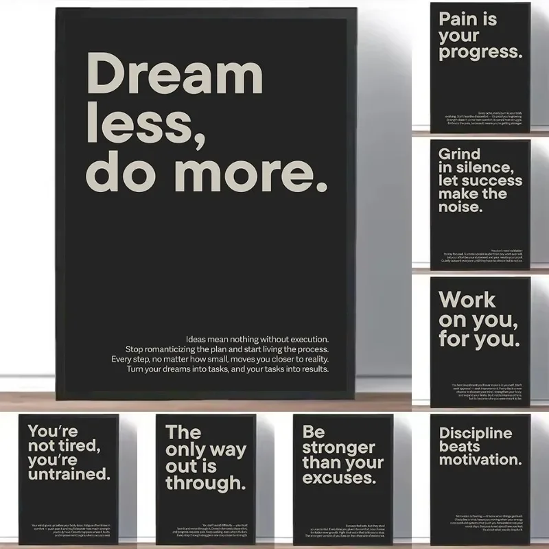 Retro Minimalist Bodybuilding Motivational Quotes Sports Fitness Canvas Poster Wall Art Pictures Home Gym Decor Gift