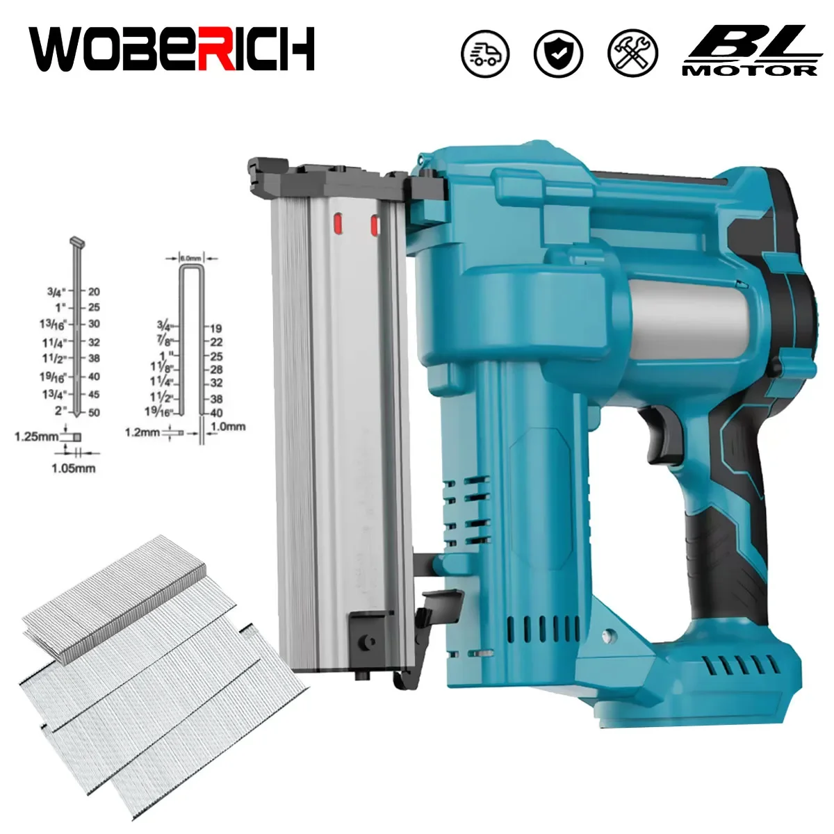 

NEW Brushless Wireless Cordless Electric 2 in 1 Nailer/Stapler Gun with F30/F40/F50/K438 Nail For Makita 18V Battery(No Battery)