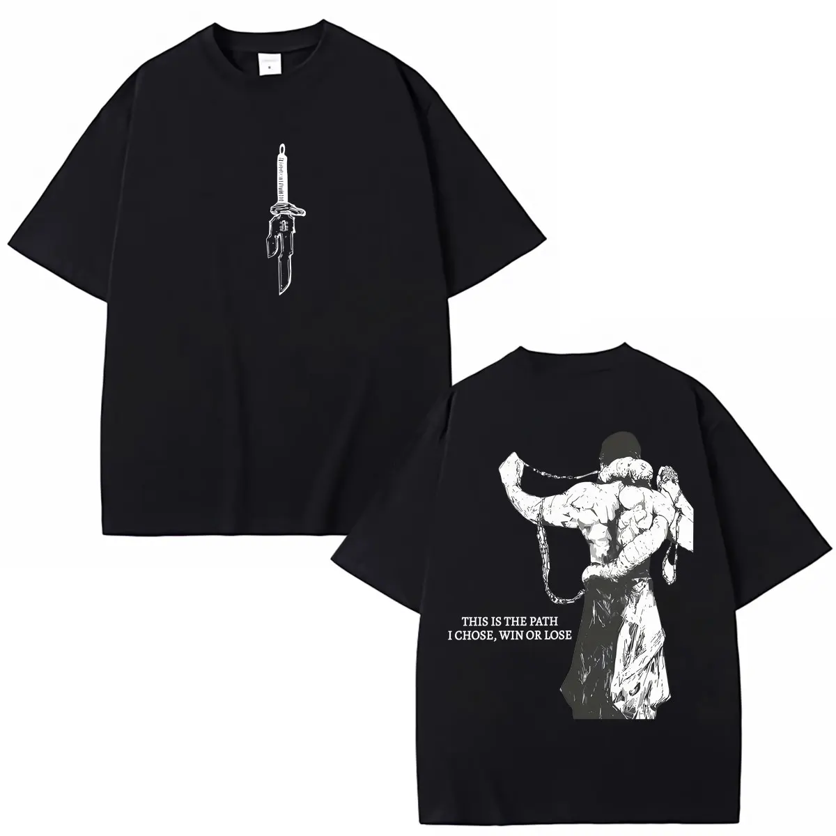 Camiseta de Anime Jujutsu Kaisen Fushiguro Toji, camiseta con la frase "Este es el camino que elegí, ganar o perder", camisetas holgadas de gran tamaño para hombres y mujeres, Y2k
