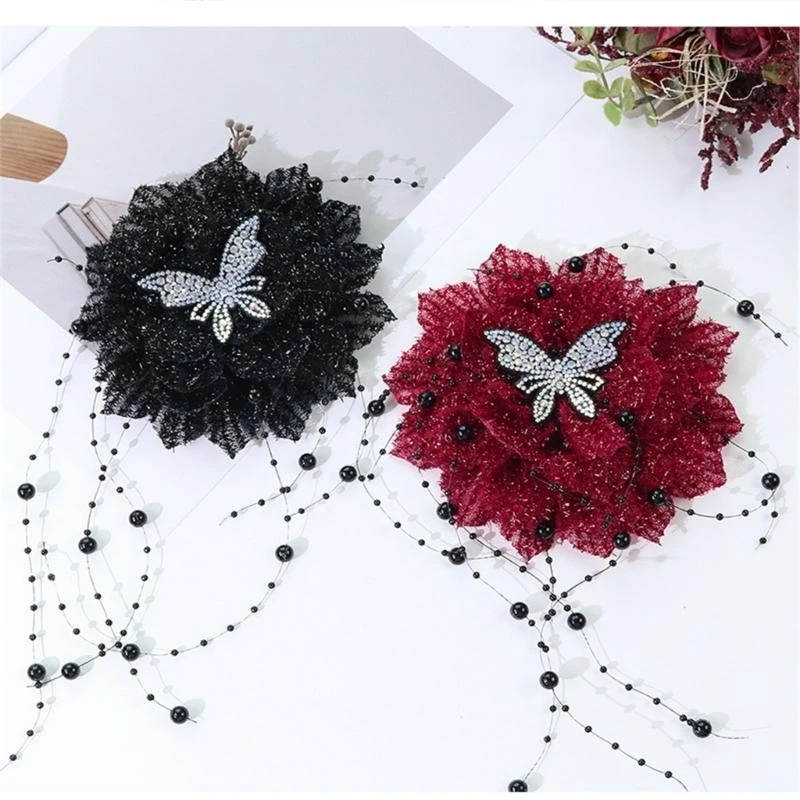 652F 15cm 3D Feathered Butterfly Flower Applique for Handmade Evening Gown Sewing Flower for Dress Corsage Sewing On Applique