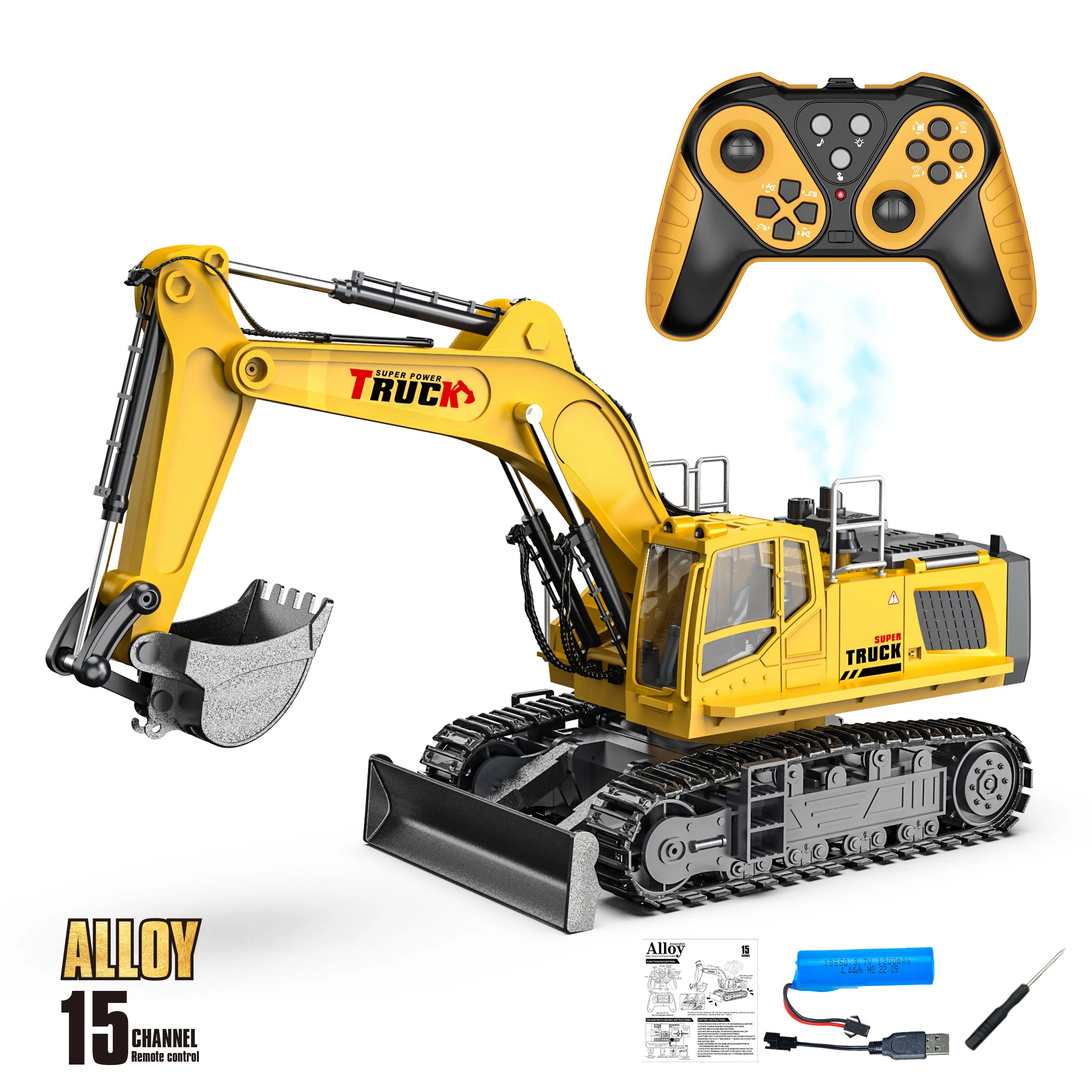 1/18 RC Spray Graafmachine Legering 17CH Techniek Voertuig Geluid Verlichting 680 Graden Rotatie Auto Kinderen Speelgoed Jongen Verjaardagscadeau