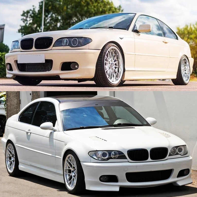

Gloss Black Front Bumper Grille For BMW 3 Series E46 318Ci 320Ci 330Cd Coupe 2002 2003 2004 2005 2006 Dual Line Kidney Grille
