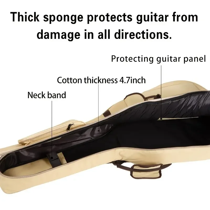 40/41 Inch Waterproof Acoustic Guitar Cotton Performance Bag, 4.8 Inch Thick Sponge Instrument Box