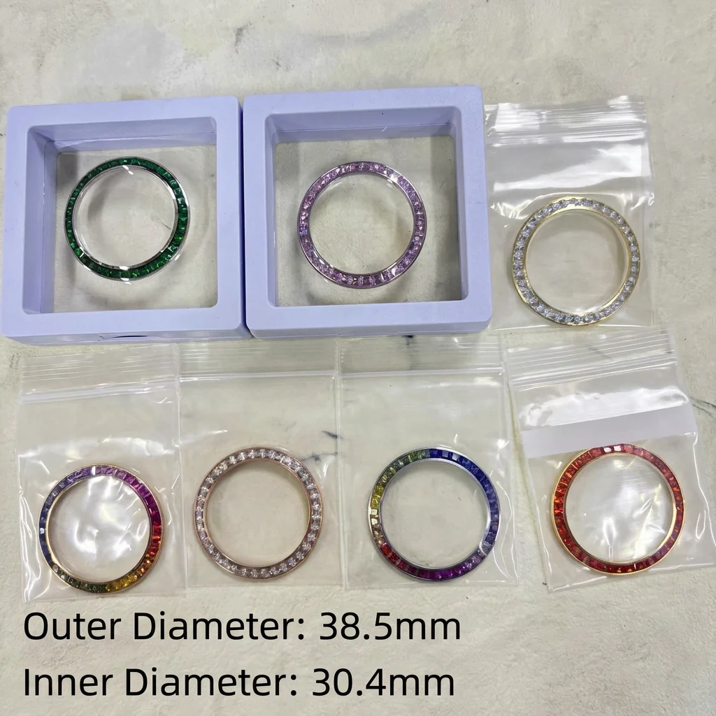 Rainbow Sapphire Bezel 38.5mm Outer 30.4mm Inner Diameter Custom Fit for Rolex Daytona Diamond Replacement Part