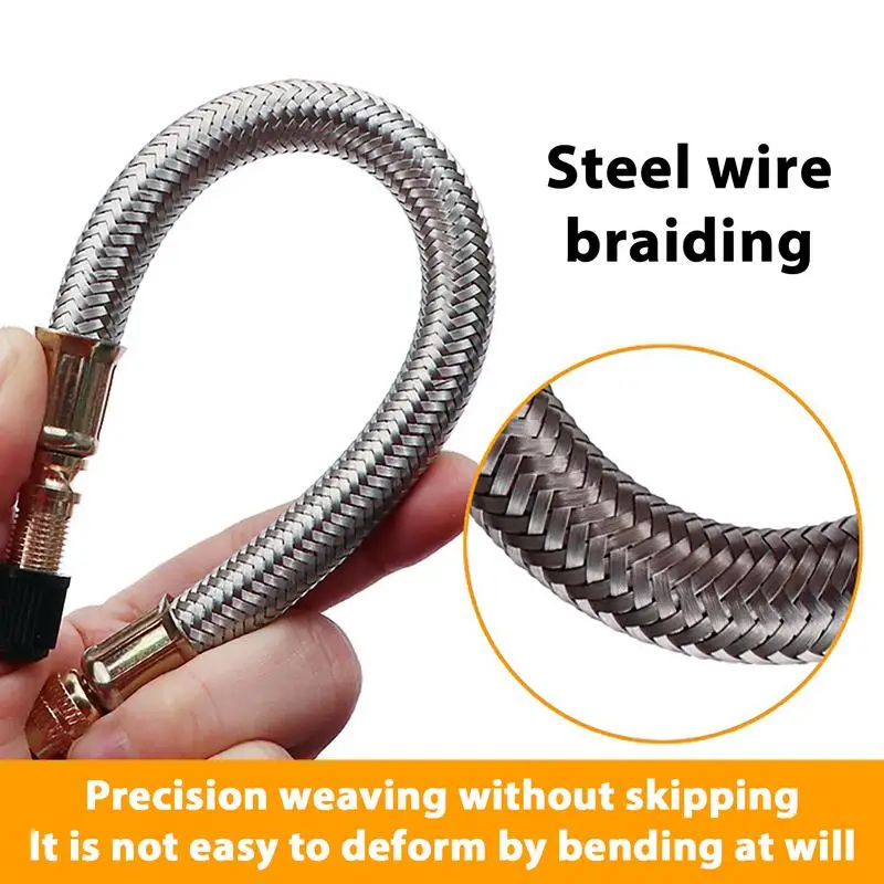 Various Braided Flexible Hose Tire Valve Inflatable Rubber Hose Steel Wire Tire Valve Extension Hose Tyre Pump Inflation Adapter