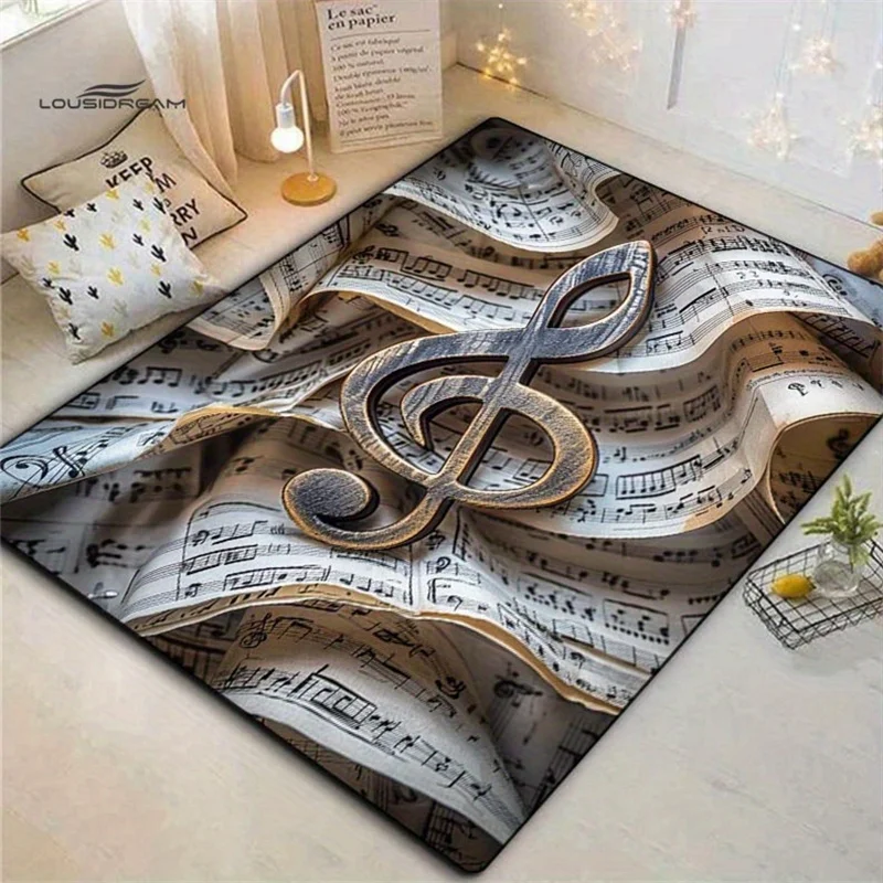1pc Music Notes Sheet Print Large Area Rug, Versatile Home Decor, Ideal Gift, Perfect for Office Living Room Outdoor