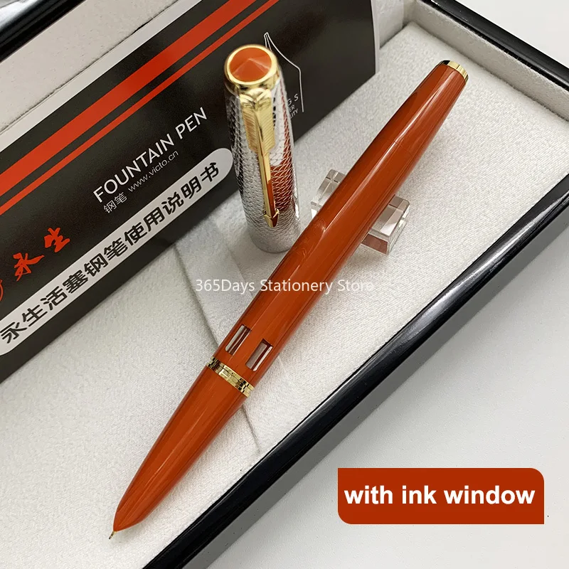 wingsung 601 gold clip piston caneta tinteiro 14k gold nib s925 sterling silver pen cap edicao limitada presente de escrever 2024 01