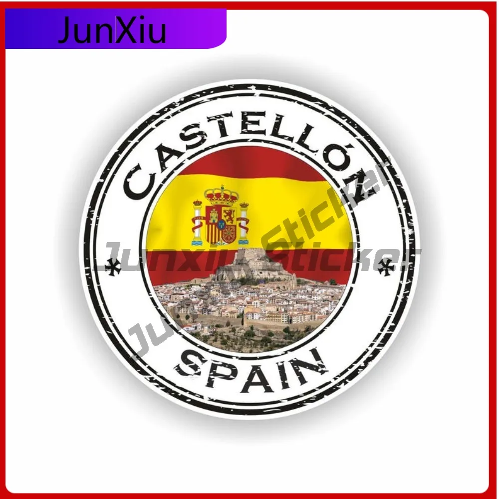 

Castell n Spain Seal Unique Wall Durable Vinyl Round Sticker Badge Accessory Funny Vinyl Window UV Resistant Trendy Laptop