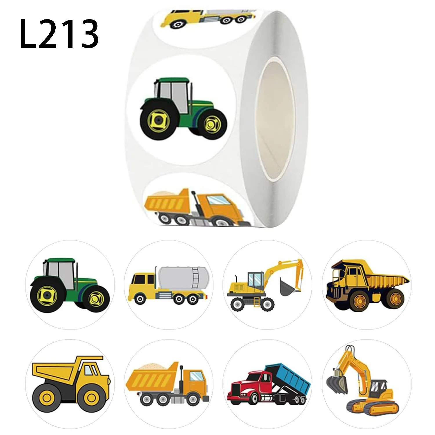 500PCS Construction Vehicle Washi Tape Decorative Masking Tape Kids Scrapbooking Journaling School Supplies