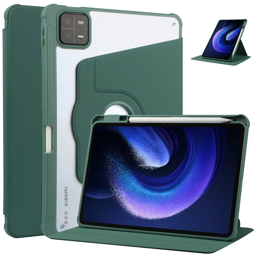 

For Xiaomi Pad 6 6Pro Case 11" PU Leather Shockproof Protective Shell 360 Degree Rotating With Pen Slot Tablet Stand Cover Case