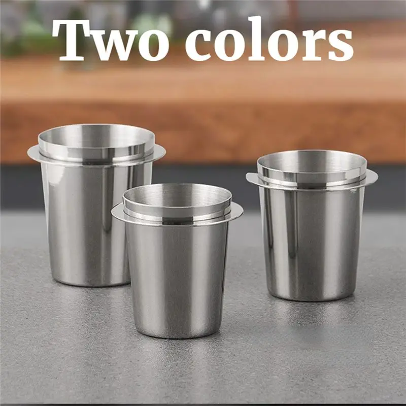 AT19-Silver 58Mm Coffee Dosing Cup Stainless Steel Coffee Cup Transport Cup Stainless Steel Universal Powder Collector Easy Inst