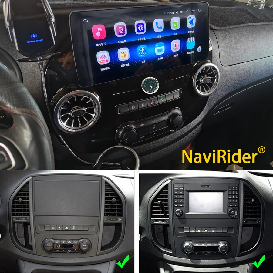 256GB 12.3Inch 2Din Car Radio Android 14 Screen Carplay For Mercedes Benz Vito 116 2016 Stereo GPS Navigation DSP Video Player