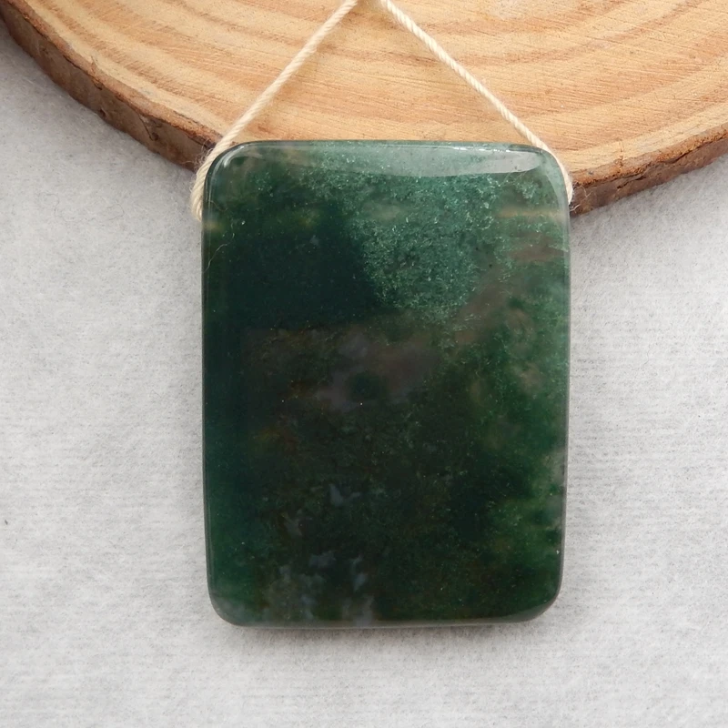 Moss Agate fashion pendant Cabochon bead,Semi-precious stones Jewelry accessories, birthday gift36x27x5mm14g