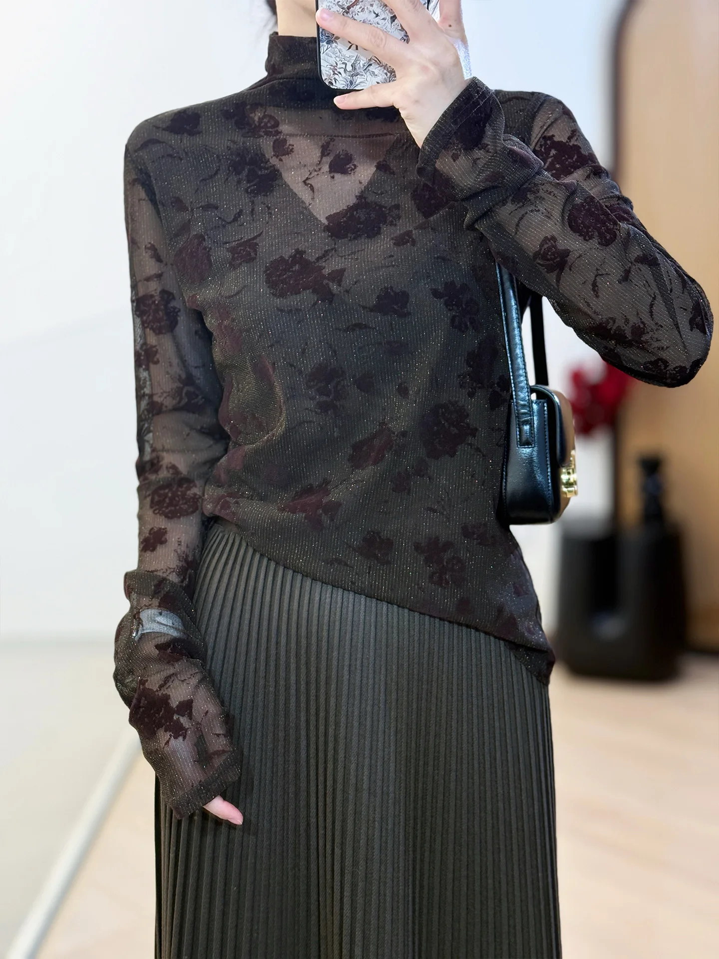 

Pet Namel, осенне-зимняя внутренняя одежда Aosphere Sense, бархатная напольная сетка с розовым узором, женская футболка-стойка